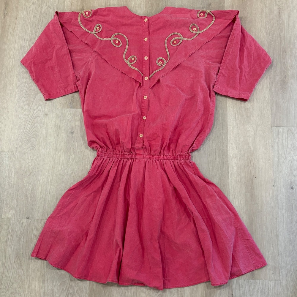 Vintage Pink Western Rope Trim Button Front Dress Vicki Vi California 16W Plus